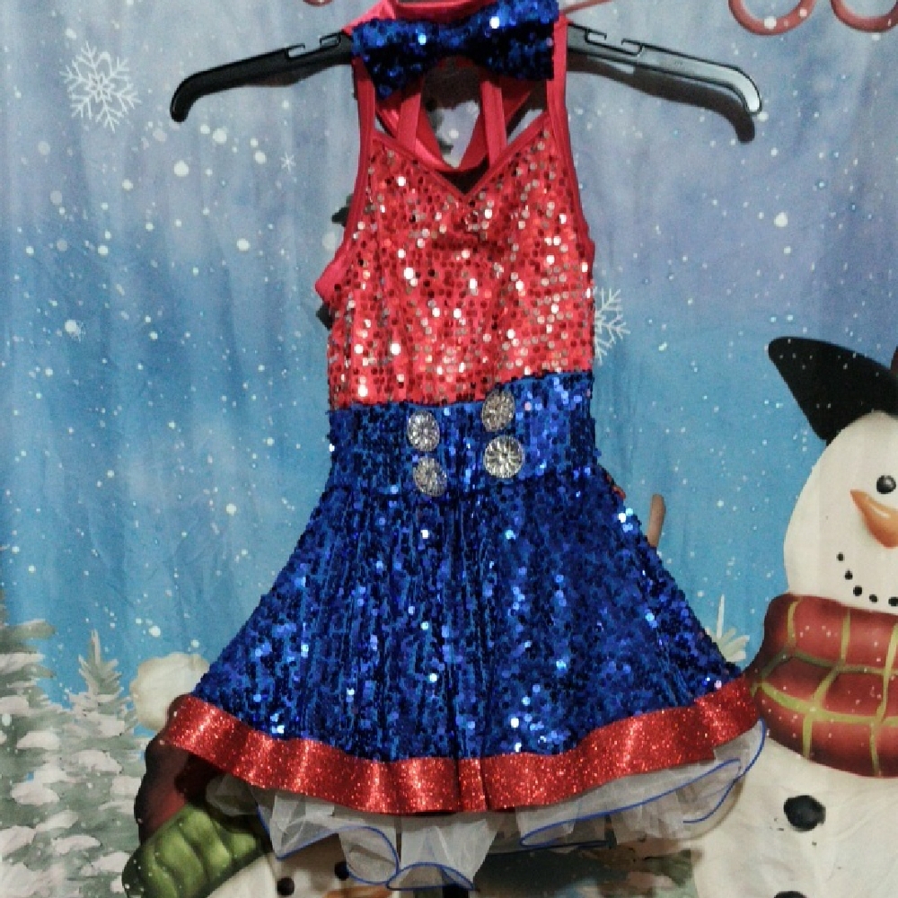 Sequin Red and Blue Dress